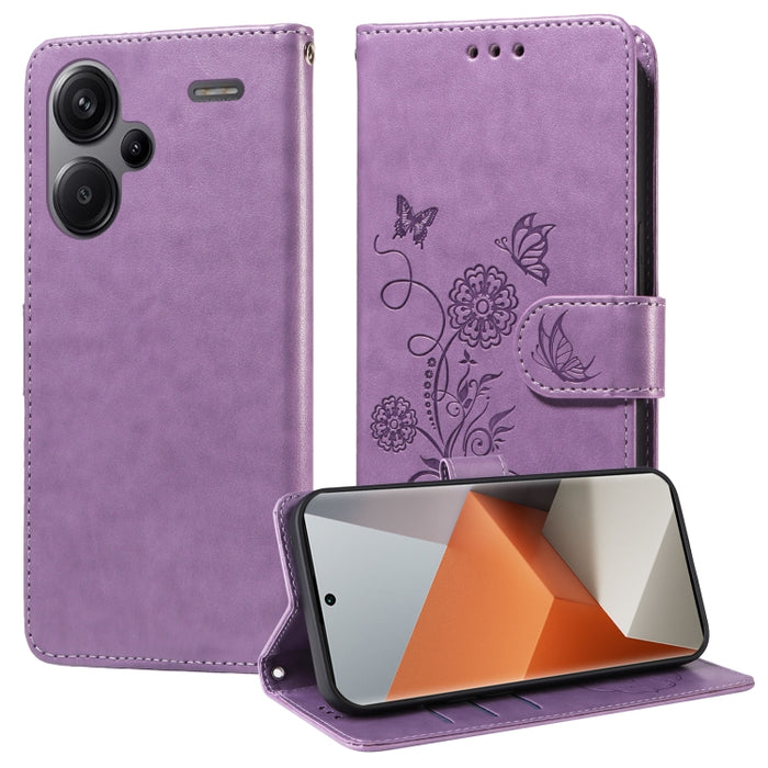 Funda de cuero para teléfono con diseño de flores de mariposa en relieve, For Redmi Note 14 5G, For Redmi Note 14 Pro 5G / Note 14 Pro+ 5G, For Redmi 14C, For Redmi K70 Ultra, For Redmi 13 4G / Note 13R, For Redmi K70 / K70 Pro, For Redmi Note 13 Pro 4...