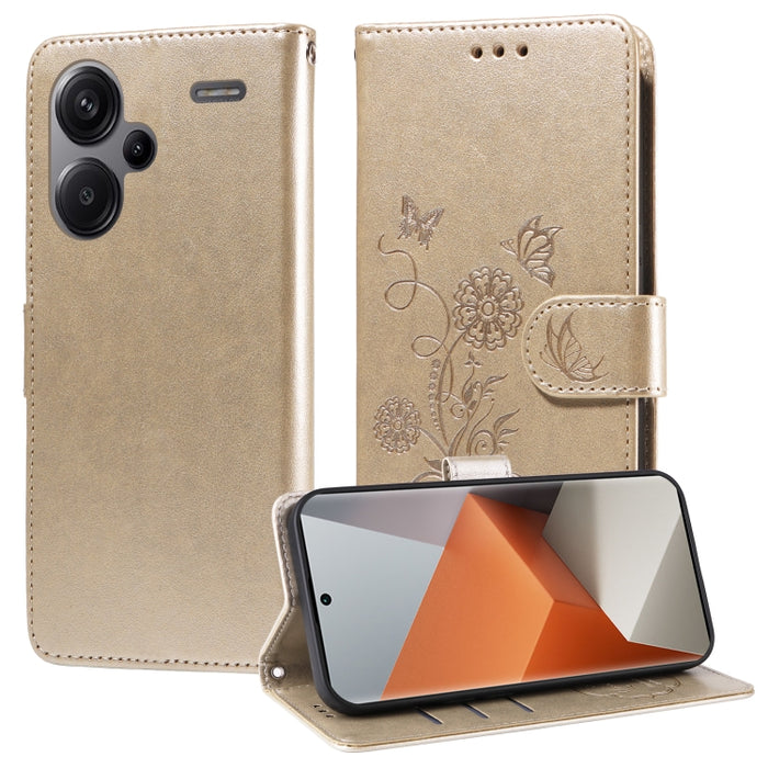 Funda de cuero para teléfono con diseño de flores de mariposa en relieve, For Redmi Note 14 5G, For Redmi Note 14 Pro 5G / Note 14 Pro+ 5G, For Redmi 14C, For Redmi K70 Ultra, For Redmi 13 4G / Note 13R, For Redmi K70 / K70 Pro, For Redmi Note 13 Pro 4...