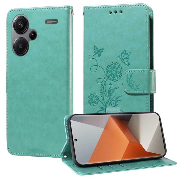 Funda de cuero para teléfono con diseño de flores de mariposa en relieve, For Redmi Note 14 5G, For Redmi Note 14 Pro 5G / Note 14 Pro+ 5G, For Redmi 14C, For Redmi K70 Ultra, For Redmi 13 4G / Note 13R, For Redmi K70 / K70 Pro, For Redmi Note 13 Pro 4...