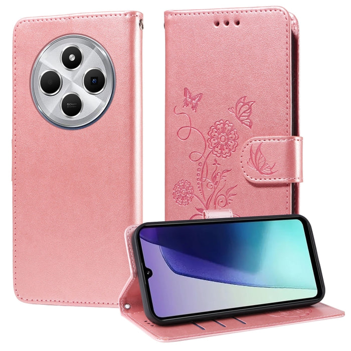 Funda de cuero para teléfono con diseño de flores de mariposa en relieve, For Redmi Note 14 5G, For Redmi Note 14 Pro 5G / Note 14 Pro+ 5G, For Redmi 14C, For Redmi K70 Ultra, For Redmi 13 4G / Note 13R, For Redmi K70 / K70 Pro, For Redmi Note 13 Pro 4...