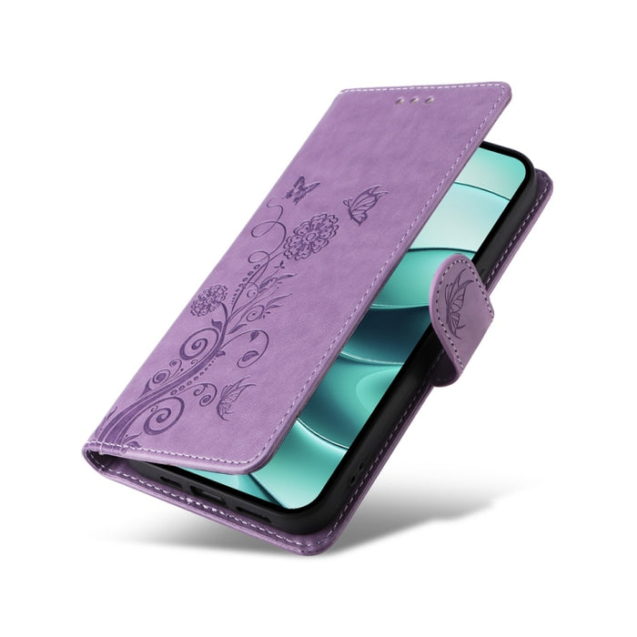 Funda de cuero para teléfono con diseño de flores de mariposa en relieve, For Redmi Note 14 5G, For Redmi Note 14 Pro 5G / Note 14 Pro+ 5G, For Redmi 14C, For Redmi K70 Ultra, For Redmi 13 4G / Note 13R, For Redmi K70 / K70 Pro, For Redmi Note 13 Pro 4...