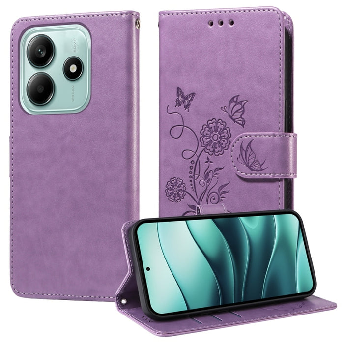 Funda de cuero para teléfono con diseño de flores de mariposa en relieve, For Redmi Note 14 5G, For Redmi Note 14 Pro 5G / Note 14 Pro+ 5G, For Redmi 14C, For Redmi K70 Ultra, For Redmi 13 4G / Note 13R, For Redmi K70 / K70 Pro, For Redmi Note 13 Pro 4...