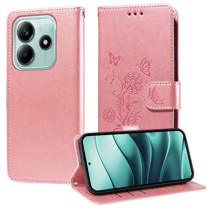 Funda de cuero para teléfono con diseño de flores de mariposa en relieve, For Redmi Note 14 5G, For Redmi Note 14 Pro 5G / Note 14 Pro+ 5G, For Redmi 14C, For Redmi K70 Ultra, For Redmi 13 4G / Note 13R, For Redmi K70 / K70 Pro, For Redmi Note 13 Pro 4...