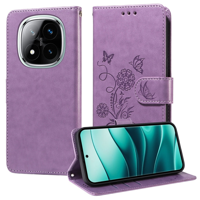 Funda de cuero para teléfono con diseño de flores de mariposa en relieve, For Redmi Note 14 5G, For Redmi Note 14 Pro 5G / Note 14 Pro+ 5G, For Redmi 14C, For Redmi K70 Ultra, For Redmi 13 4G / Note 13R, For Redmi K70 / K70 Pro, For Redmi Note 13 Pro 4...