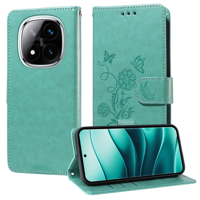 Funda de cuero para teléfono con diseño de flores de mariposa en relieve, For Redmi Note 14 5G, For Redmi Note 14 Pro 5G / Note 14 Pro+ 5G, For Redmi 14C, For Redmi K70 Ultra, For Redmi 13 4G / Note 13R, For Redmi K70 / K70 Pro, For Redmi Note 13 Pro 4...