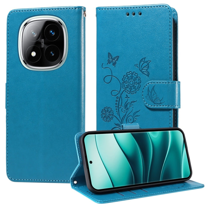 Funda de cuero para teléfono con diseño de flores de mariposa en relieve, For Redmi Note 14 5G, For Redmi Note 14 Pro 5G / Note 14 Pro+ 5G, For Redmi 14C, For Redmi K70 Ultra, For Redmi 13 4G / Note 13R, For Redmi K70 / K70 Pro, For Redmi Note 13 Pro 4...