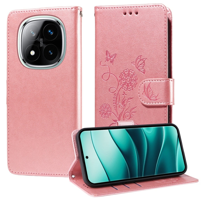 Funda de cuero para teléfono con diseño de flores de mariposa en relieve, For Redmi Note 14 5G, For Redmi Note 14 Pro 5G / Note 14 Pro+ 5G, For Redmi 14C, For Redmi K70 Ultra, For Redmi 13 4G / Note 13R, For Redmi K70 / K70 Pro, For Redmi Note 13 Pro 4...