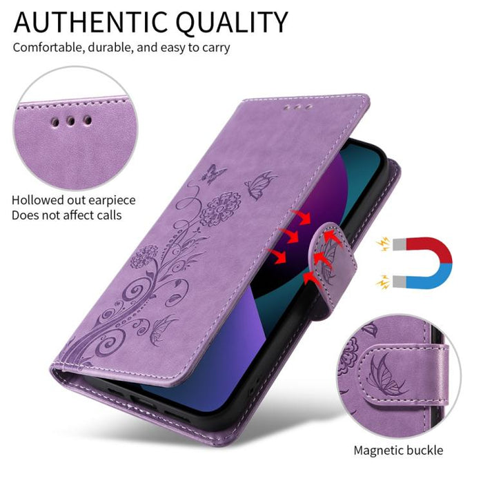 Funda de cuero para teléfono con diseño de flores de mariposa en relieve, For Redmi Note 14 5G, For Redmi Note 14 Pro 5G / Note 14 Pro+ 5G, For Redmi 14C, For Redmi K70 Ultra, For Redmi 13 4G / Note 13R, For Redmi K70 / K70 Pro, For Redmi Note 13 Pro 4...