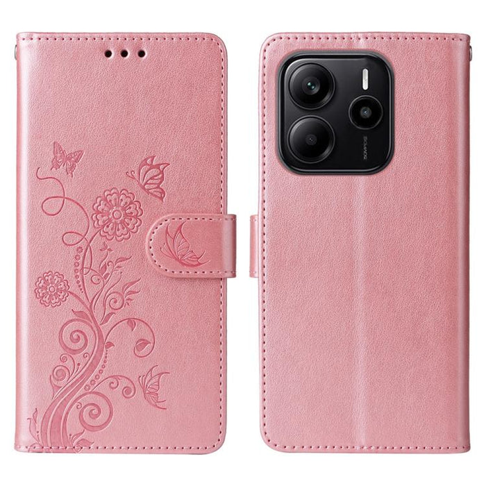 Funda de cuero para teléfono con diseño de flores de mariposa en relieve, For Redmi Note 14 5G, For Redmi Note 14 Pro 5G / Note 14 Pro+ 5G, For Redmi 14C, For Redmi K70 Ultra, For Redmi 13 4G / Note 13R, For Redmi K70 / K70 Pro, For Redmi Note 13 Pro 4...