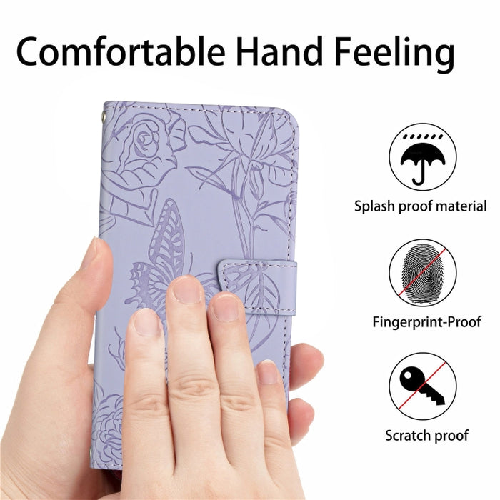 Funda de cuero con tapa para teléfono con relieve de mariposa y tacto de piel, For Redmi Note 14 5G, For Redmi Note 14 Pro+ 5G, For Redmi 14C 4G