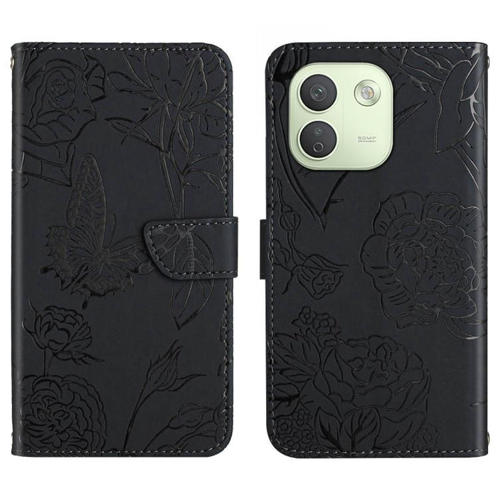 Funda de cuero con tapa para teléfono con relieve de mariposa y tacto de piel, For Redmi A7 Pro 171mm / Poco C85x 5G, For Redmi Note 15 Pro+ 5G Global 163.3mm, For Redmi Note 15 5G Global 164mm, For Redmi Note 15 Pro 4G Global 163.2mm                  ...