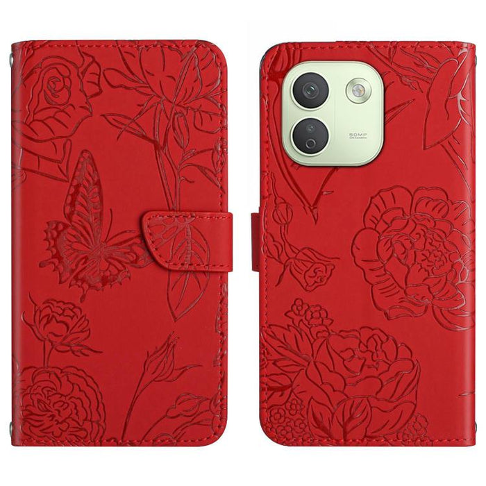 Funda de cuero con tapa para teléfono con relieve de mariposa y tacto de piel, For Redmi A7 Pro 171mm / Poco C85x 5G, For Redmi Note 15 Pro+ 5G Global 163.3mm, For Redmi Note 15 5G Global 164mm, For Redmi Note 15 Pro 4G Global 163.2mm                  ...
