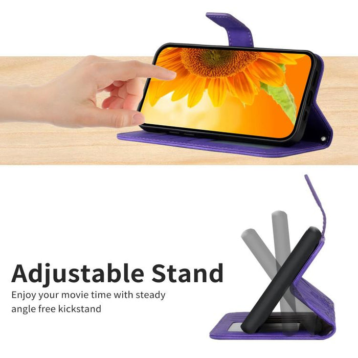 Funda de cuero con tapa para teléfono con diseño de girasol en relieve y cordón, For Redmi Note 14 4G 163.25mm, For Redmi Note 14 5G, For Redmi Note 14 Pro+ 5G, For Redmi 14C 4G