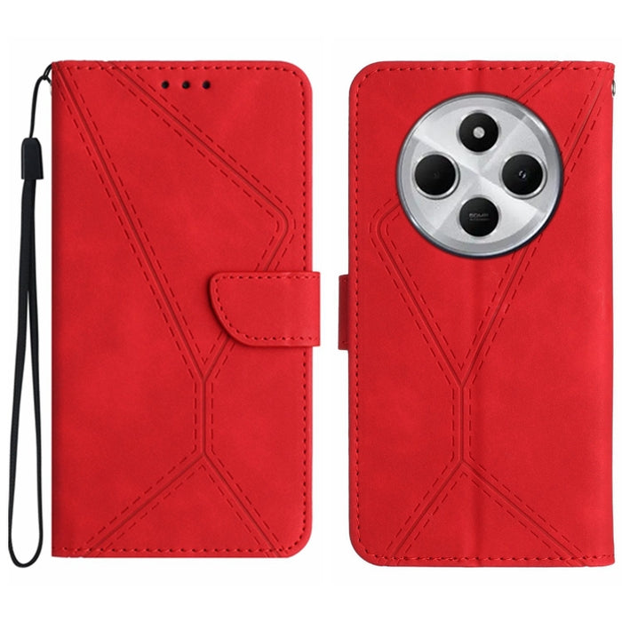 Funda para teléfono de cuero con costuras en relieve, For Redmi Note 14 Pro+ 5G, For Redmi 14C 4G