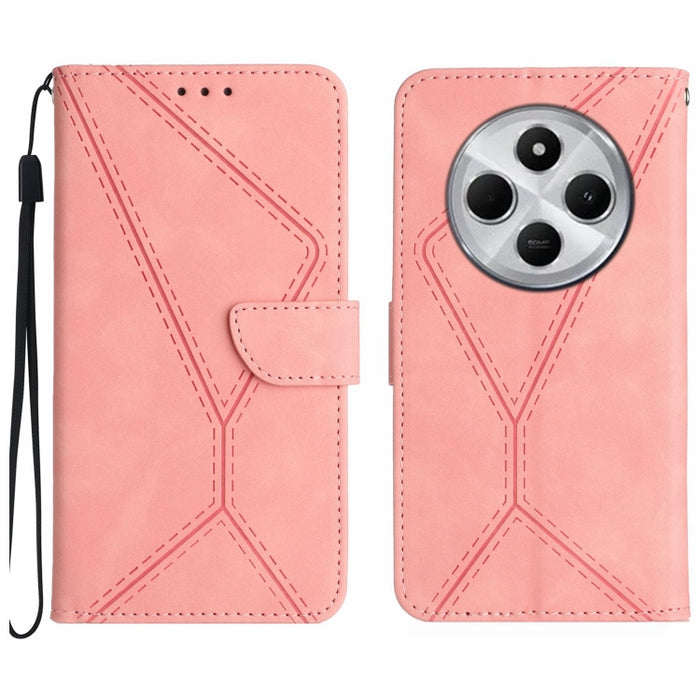 Funda para teléfono de cuero con costuras en relieve, For Redmi Note 14 Pro+ 5G, For Redmi 14C 4G