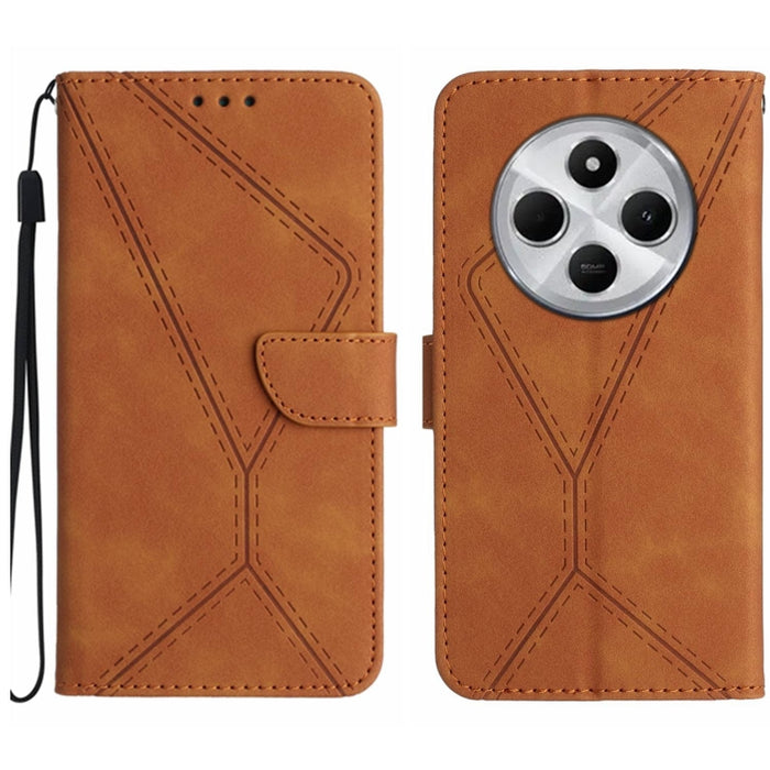 Funda para teléfono de cuero con costuras en relieve, For Redmi Note 14 Pro+ 5G, For Redmi 14C 4G