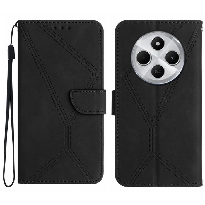 Funda para teléfono de cuero con costuras en relieve, For Redmi Note 14 Pro+ 5G, For Redmi 14C 4G
