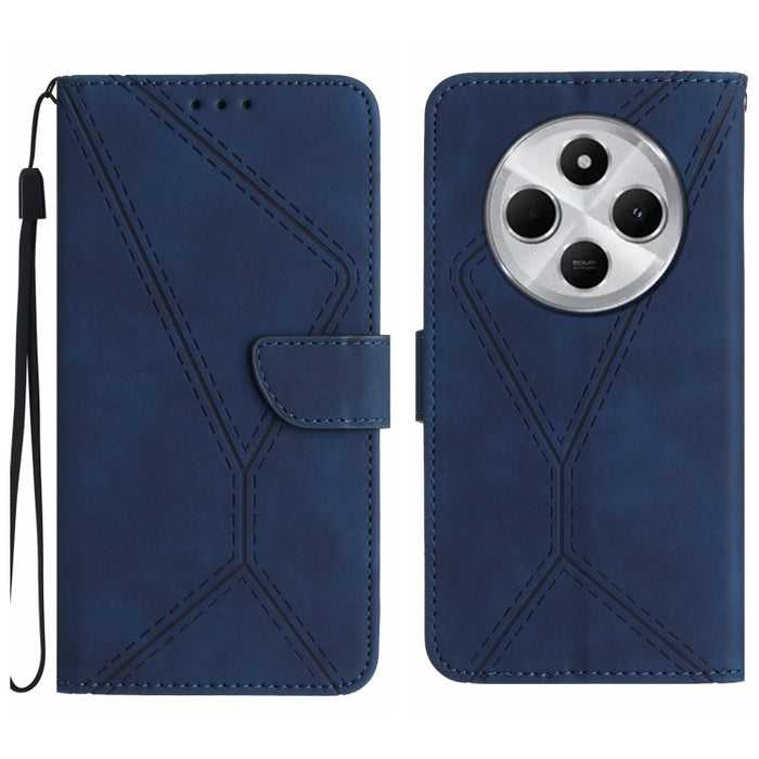 Funda para teléfono de cuero con costuras en relieve, For Redmi Note 14 Pro+ 5G, For Redmi 14C 4G