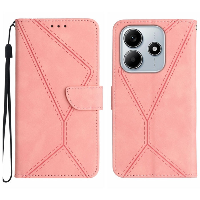 Funda para teléfono de cuero con costuras en relieve, For Redmi Note 14 Pro+ 5G, For Redmi 14C 4G