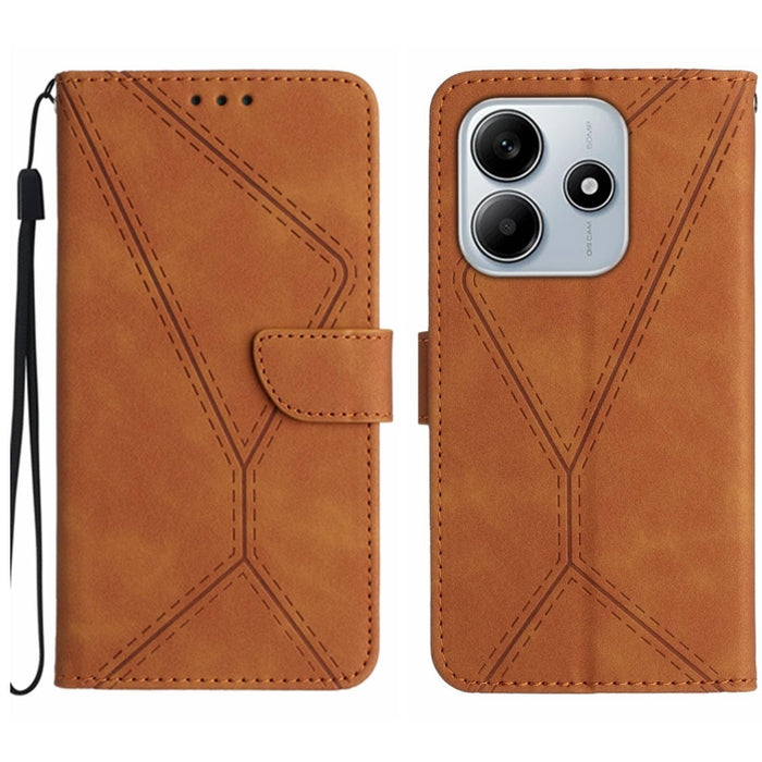 Funda para teléfono de cuero con costuras en relieve, For Redmi Note 14 Pro+ 5G, For Redmi 14C 4G