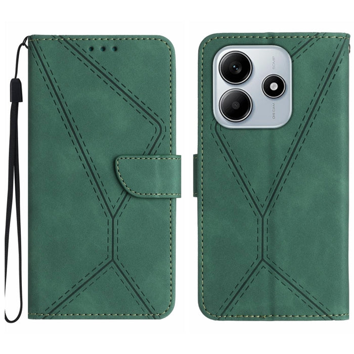 Funda para teléfono de cuero con costuras en relieve, For Redmi Note 14 Pro+ 5G, For Redmi 14C 4G