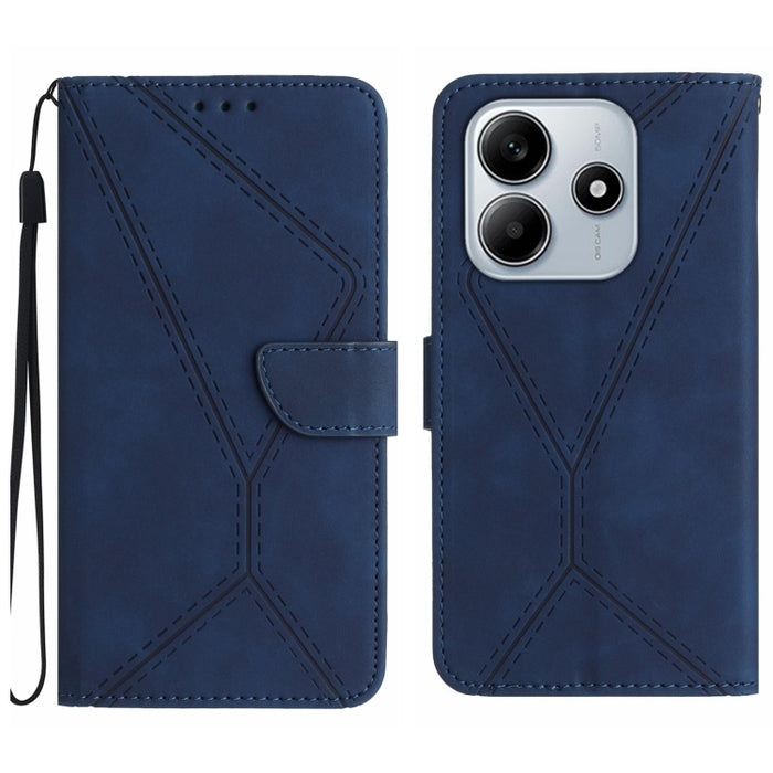 Funda para teléfono de cuero con costuras en relieve, For Redmi Note 14 Pro+ 5G, For Redmi 14C 4G