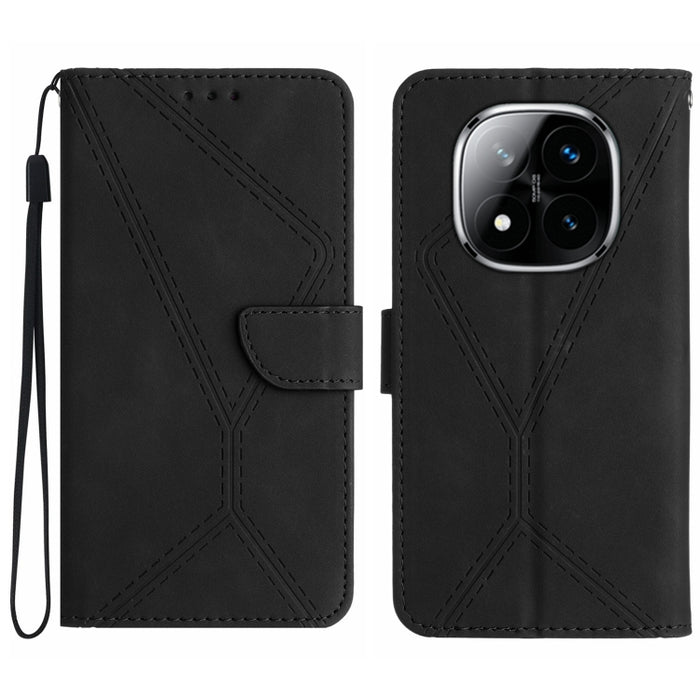 Funda para teléfono de cuero con costuras en relieve, For Redmi Note 14 Pro+ 5G, For Redmi 14C 4G