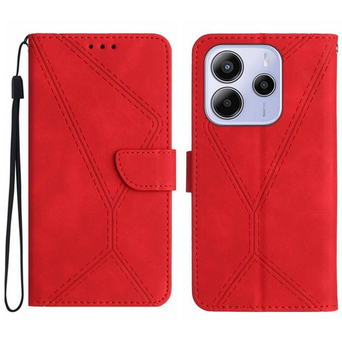 Funda para teléfono de cuero con costuras en relieve, For Redmi Note 14 Pro+ 5G, For Redmi 14C 4G
