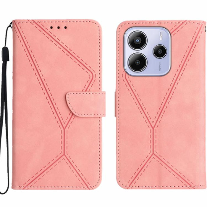 Funda para teléfono de cuero con costuras en relieve, For Redmi Note 14 Pro+ 5G, For Redmi 14C 4G