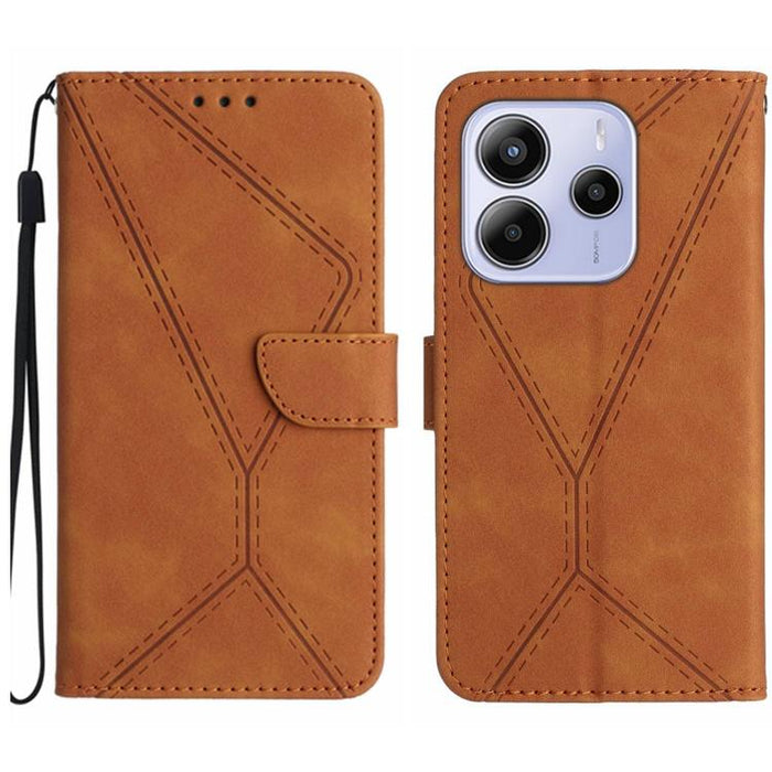 Funda para teléfono de cuero con costuras en relieve, For Redmi Note 14 Pro+ 5G, For Redmi 14C 4G