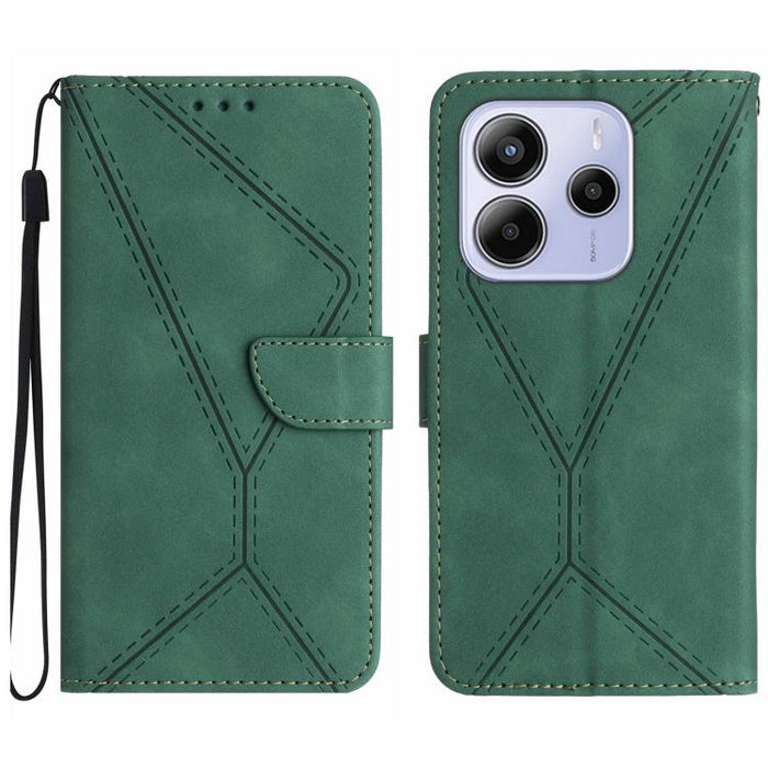 Funda para teléfono de cuero con costuras en relieve, For Redmi Note 14 Pro+ 5G, For Redmi 14C 4G