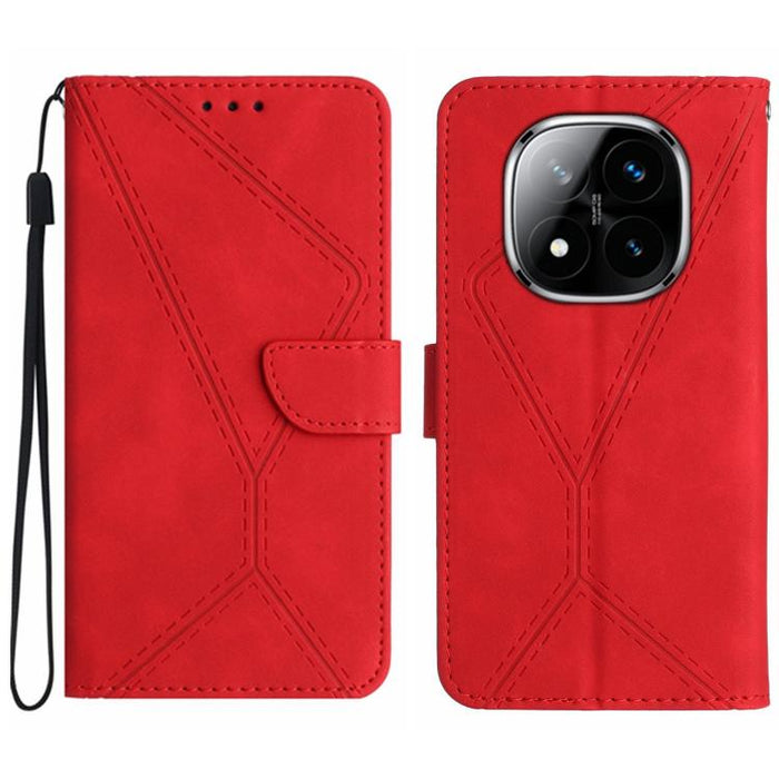 Funda para teléfono de cuero con costuras en relieve, For Redmi Note 14 Pro+ 5G, For Redmi 14C 4G