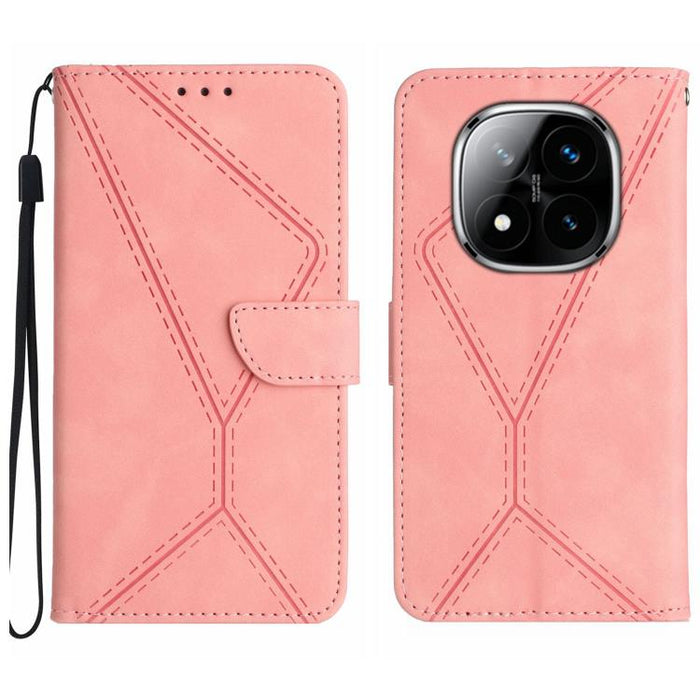 Funda para teléfono de cuero con costuras en relieve, For Redmi Note 14 Pro+ 5G, For Redmi 14C 4G