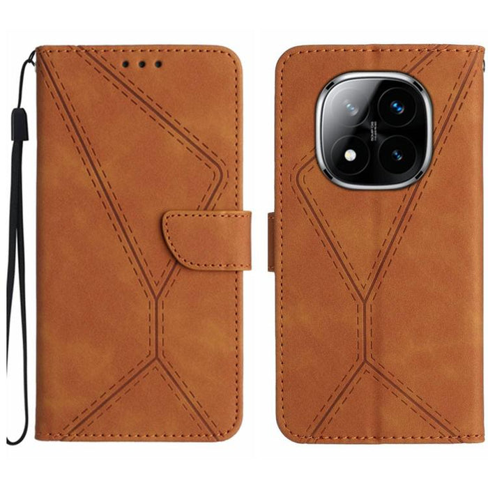 Funda para teléfono de cuero con costuras en relieve, For Redmi Note 14 Pro+ 5G, For Redmi 14C 4G