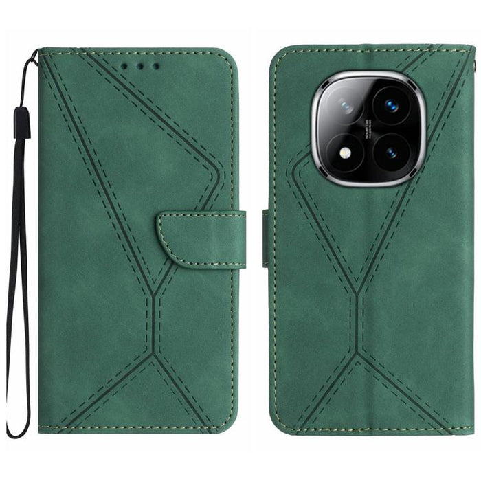 Funda para teléfono de cuero con costuras en relieve, For Redmi Note 14 Pro+ 5G, For Redmi 14C 4G