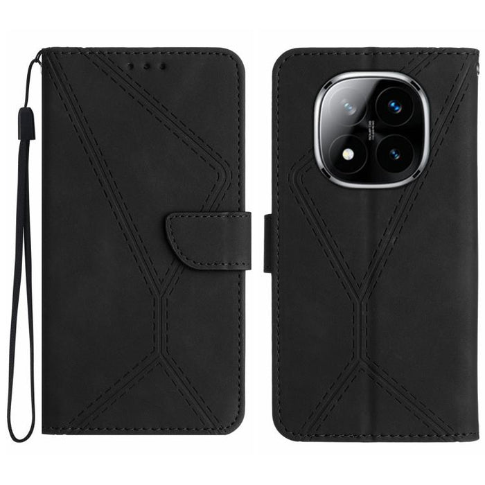 Funda para teléfono de cuero con costuras en relieve, For Redmi Note 14 Pro+ 5G, For Redmi 14C 4G