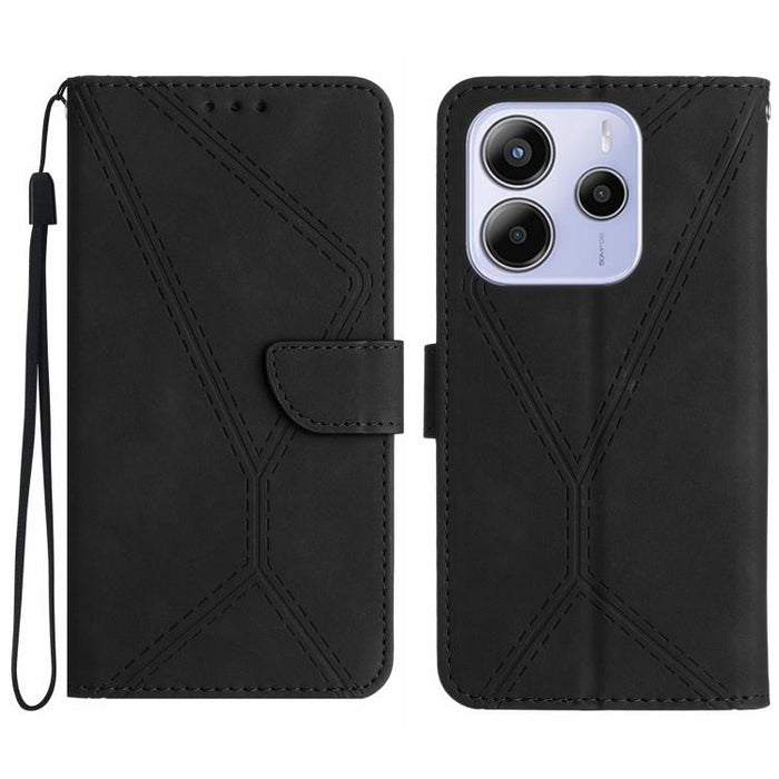 Funda para teléfono de cuero con costuras en relieve, For Redmi Note 14 Pro+ 5G, For Redmi 14C 4G