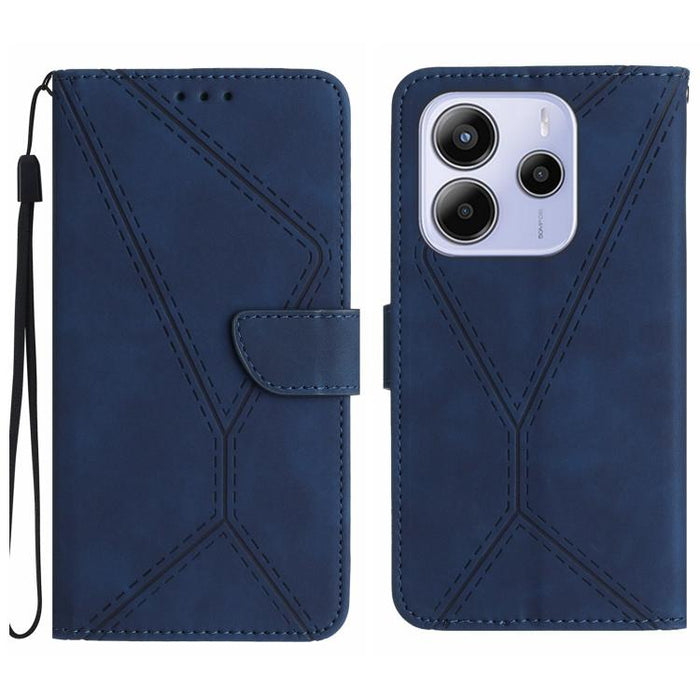 Funda para teléfono de cuero con costuras en relieve, For Redmi Note 14 Pro+ 5G, For Redmi 14C 4G