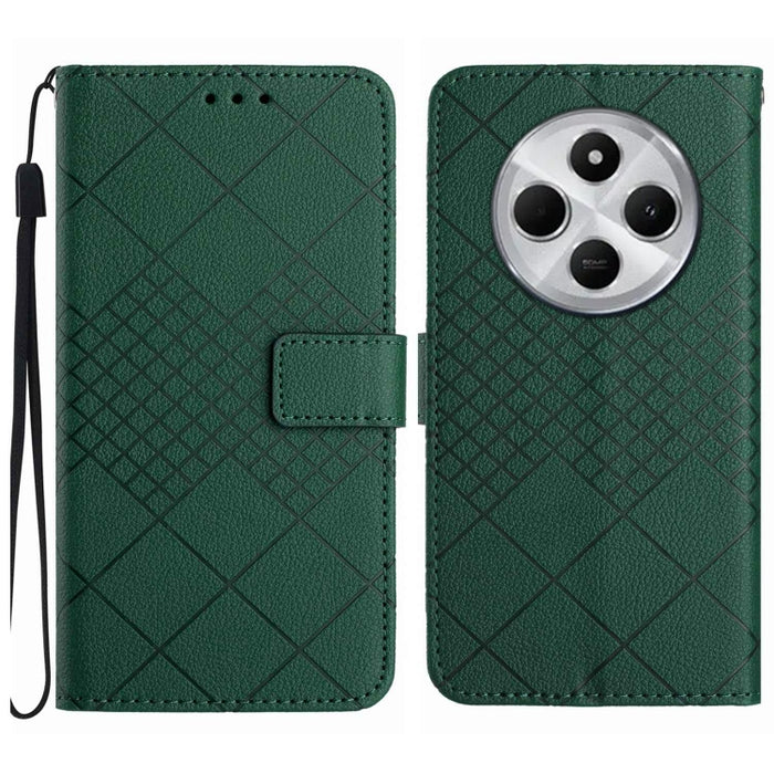 Funda de cuero para teléfono con textura de cuadrícula rómbica, For Redmi Note 14 Pro+ 5G, For Redmi 14C 4G