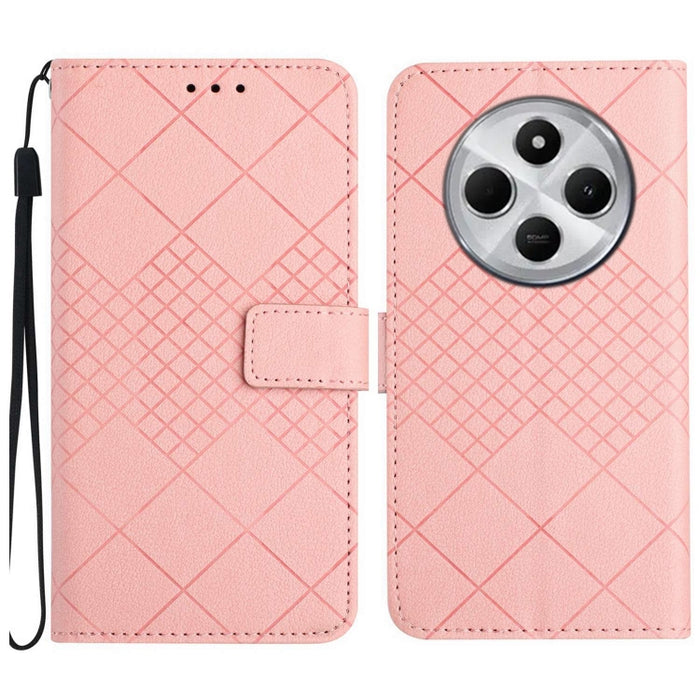 Funda de cuero para teléfono con textura de cuadrícula rómbica, For Redmi Note 14 Pro+ 5G, For Redmi 14C 4G