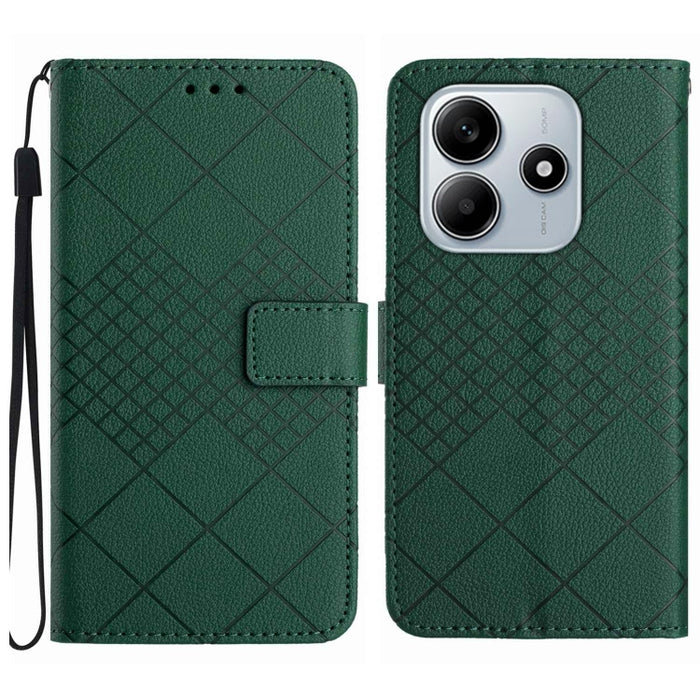 Funda de cuero para teléfono con textura de cuadrícula rómbica, For Redmi Note 14 Pro+ 5G, For Redmi 14C 4G