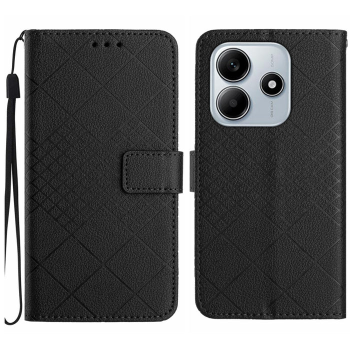Funda de cuero para teléfono con textura de cuadrícula rómbica, For Redmi Note 14 Pro+ 5G, For Redmi 14C 4G