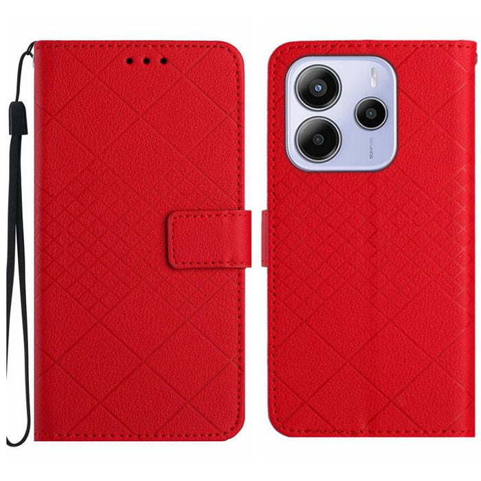 Funda de cuero para teléfono con textura de cuadrícula rómbica, For Redmi Note 14 Pro+ 5G, For Redmi 14C 4G