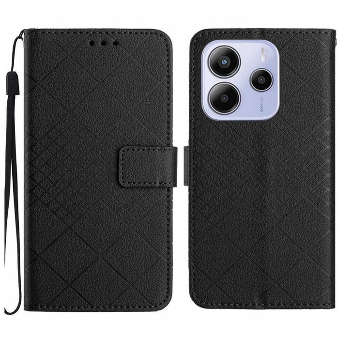 Funda de cuero para teléfono con textura de cuadrícula rómbica, For Redmi Note 14 Pro+ 5G, For Redmi 14C 4G