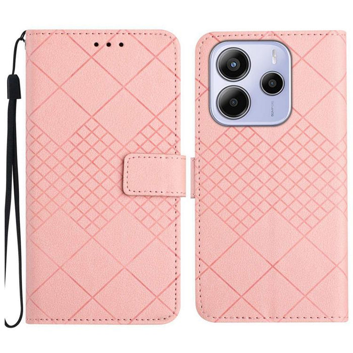 Funda de cuero para teléfono con textura de cuadrícula rómbica, For Redmi Note 14 Pro+ 5G, For Redmi 14C 4G