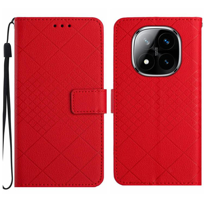 Funda de cuero para teléfono con textura de cuadrícula rómbica, For Redmi Note 14 Pro+ 5G, For Redmi 14C 4G