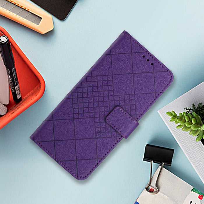 Funda de cuero para teléfono con textura de cuadrícula rómbica, For Redmi Note 14 Pro+ 5G, For Redmi 14C 4G