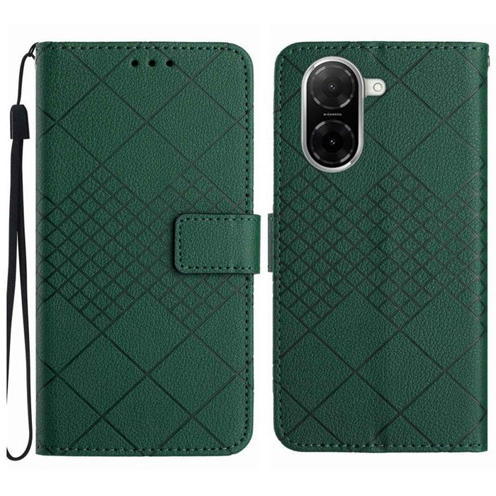Funda de cuero para teléfono con textura de cuadrícula rómbica, For Redmi A7 Pro 171mm / Poco C85x 5G, For Redmi Note 15 Pro+ 5G Global 163.3mm, For Redmi Note 15 5G Global 164mm, For Redmi Note 15 Pro 4G Global 163.2mm                                 ...