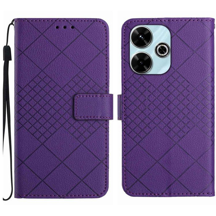 Funda de cuero para teléfono con textura de cuadrícula rómbica, For Redmi A7 Pro 171mm / Poco C85x 5G, For Redmi Note 15 Pro+ 5G Global 163.3mm, For Redmi Note 15 5G Global 164mm, For Redmi Note 15 Pro 4G Global 163.2mm                                 ...