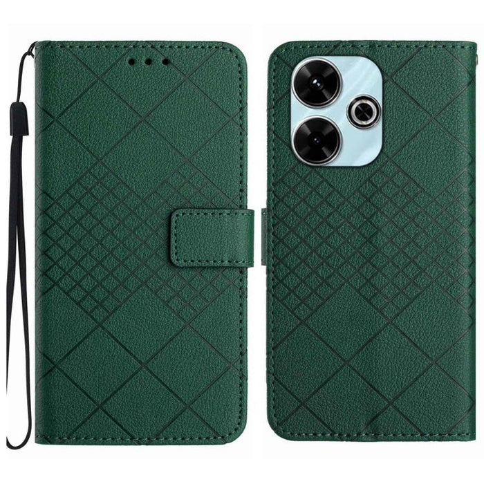 Funda de cuero para teléfono con textura de cuadrícula rómbica, For Redmi A7 Pro 171mm / Poco C85x 5G, For Redmi Note 15 Pro+ 5G Global 163.3mm, For Redmi Note 15 5G Global 164mm, For Redmi Note 15 Pro 4G Global 163.2mm                                 ...